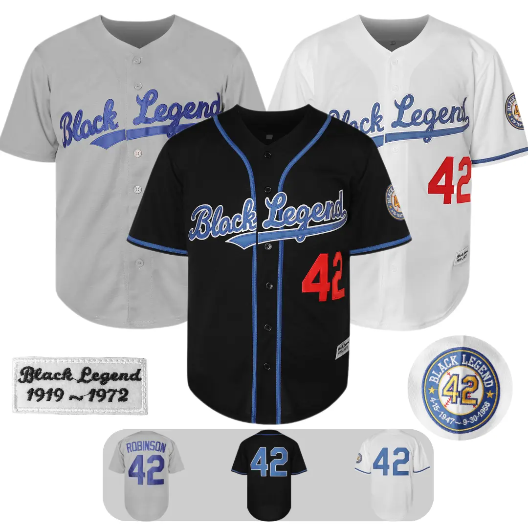 Men's #42 "Black Legend" Retro Baseball Jersey - Apparel Jersey, Embroidered Sportswear Top, Exquisite Graphic Athletic Top for Hipster Fans & Casual Wear, Exquisite Embroidered Jerseys