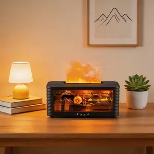 Realistic 3D Flame Effect Humidifier with 7 Color LED Lights – Mini USB Aroma Diffuser for Relaxation (Essential Oils Not Included)