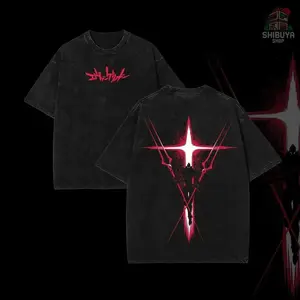 valentine shirts Spear of Longinus" Evangelion Retro Vintage Unisex Oversize Acid Washed