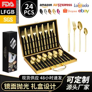Crossing Stainless Steel Cutlery 24 Piece Set Knight Knife, Fork and Spoon Western Hotel Steak Knife and Fork Set