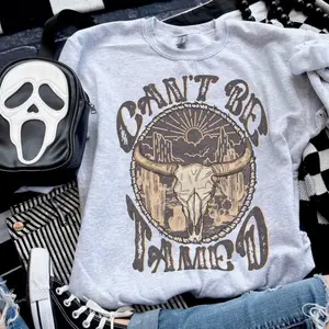 Can’t Be Tamed Sweatshirt - Ash Grey Sublimation Polyester Jersey Fabric Clothing Sweatshirt