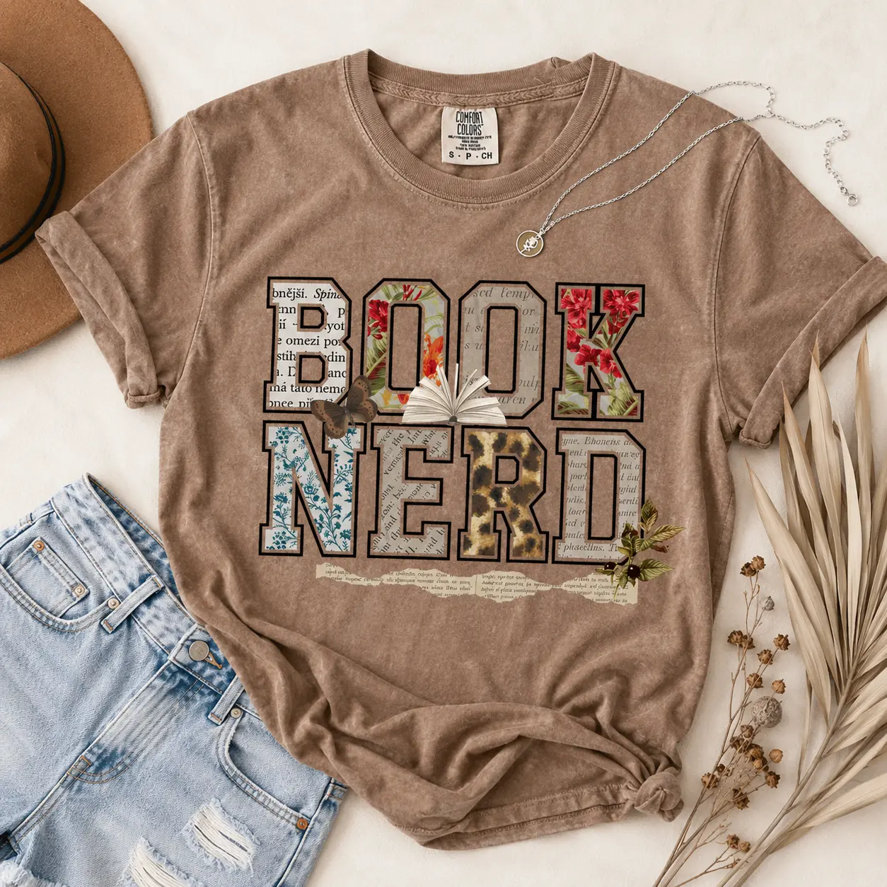 Women's Comfort Colors Graphic Tshirt - Vintage Book Nerd Top, Everyday Retro Bookish Tee, Booktok Aesthetic Reader Gift by TrendWear USA, Cotton, Casual, Round Neck, Book-Themed Women's T-Shirts