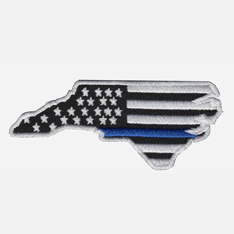 North Carolina map, Police Flag  embroidered patch