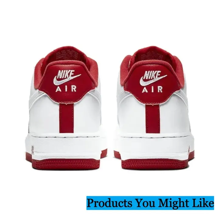 Brand-New Vintage Unisex Smooth White Leather Low-Top Lace-Up Sneakers, Classic Red Collar Trim, Red Rubber Outsole, Streamlined Clean-Cut Appearance, Comfy Daily Trainers with Original Matched Shoe Box (Sports Collectibles Accessory)