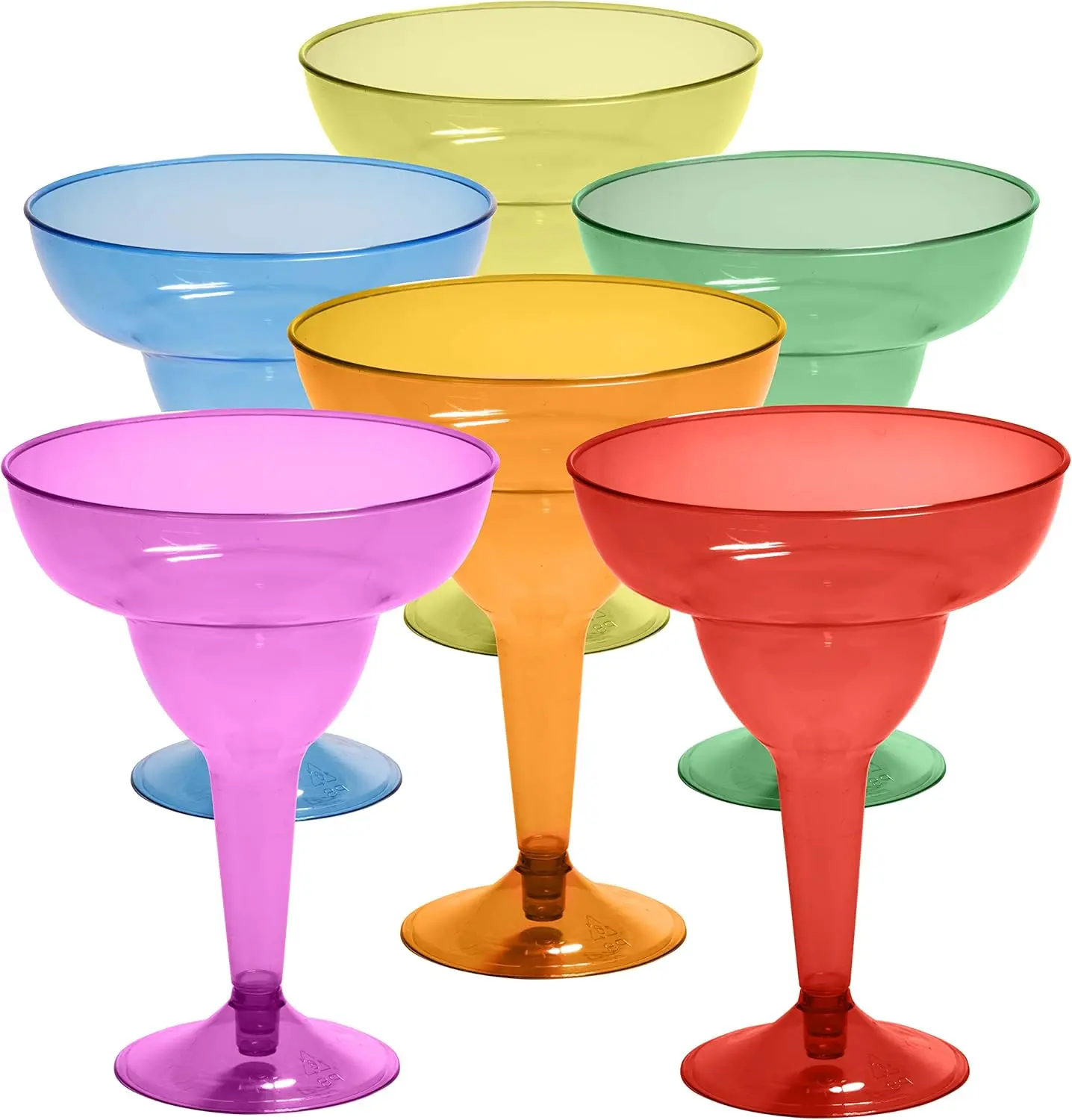 48 Plastic Margarita Glasses - 12 oz Hard Cocktail Cups for Cinco de Mayo Fiesta, Taco Party & Mexican Decorations - Fiesta Party Decorations - Large (Pack of 48)