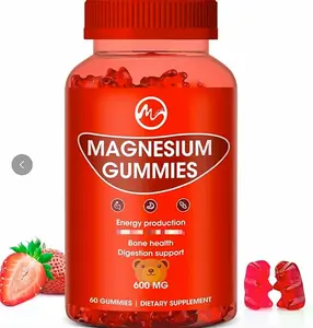 Magnesium Gummies 600mg High Strength - Fruity Flavors Gummy Bear, Healthy Mineral Supplements Promotes Muscle, Energy & Digestion