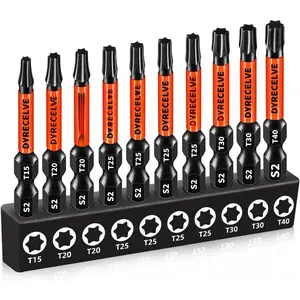 Impact Torx Bit Set T15 T20 T25 T30 T40, 10-Pack 2 Inch S2 Steel  Power Bits for Impact Driver, 1/4 Inch Hex Shank Heavy Duty  Grip (Anti-Slip)