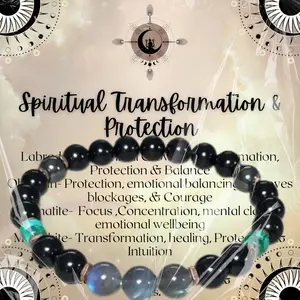 " Spiritual Transformation & Protection" 8mm/ 8 inch Bracelet