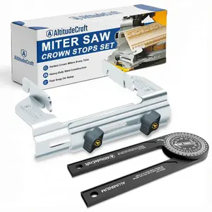 AltitudeCraft Miter Saw Crown Stops & 360° Aluminum Protractor Set, Crown Molding Jig Compatible with DEWALT DW703 DW706 DW715 DW716 DW718 DWS780, Precision Angle Finder Tool Kit for Trim Work & Carpentry