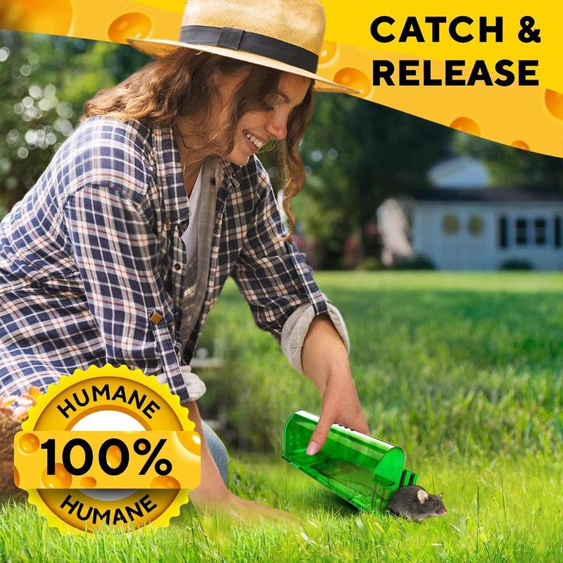 🐁Humane Catch and Release Indoor/Outdoor Mouse Traps Pack of 2 - Easy Set Durable Traps🪤Safe for Pets and Humans - Instantly Remove Unwanted Vermin from Your Home，Catch and Release Indoor/Outdoor Mouse Traps#Operation Catch Jerry🏠