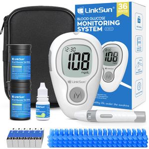 LinkSun G-425-3 Blood Glucose Monitor Kit with 100/50 Test Strips & 100/50 Lancets, 500 Memory, Control Solution, Lancing Device, No Coding, G-425-3 Blood Sugar Monitor, Home Use Glucose Meter with mmol/L Results, Healthcare TikTokShopHolidayHaul