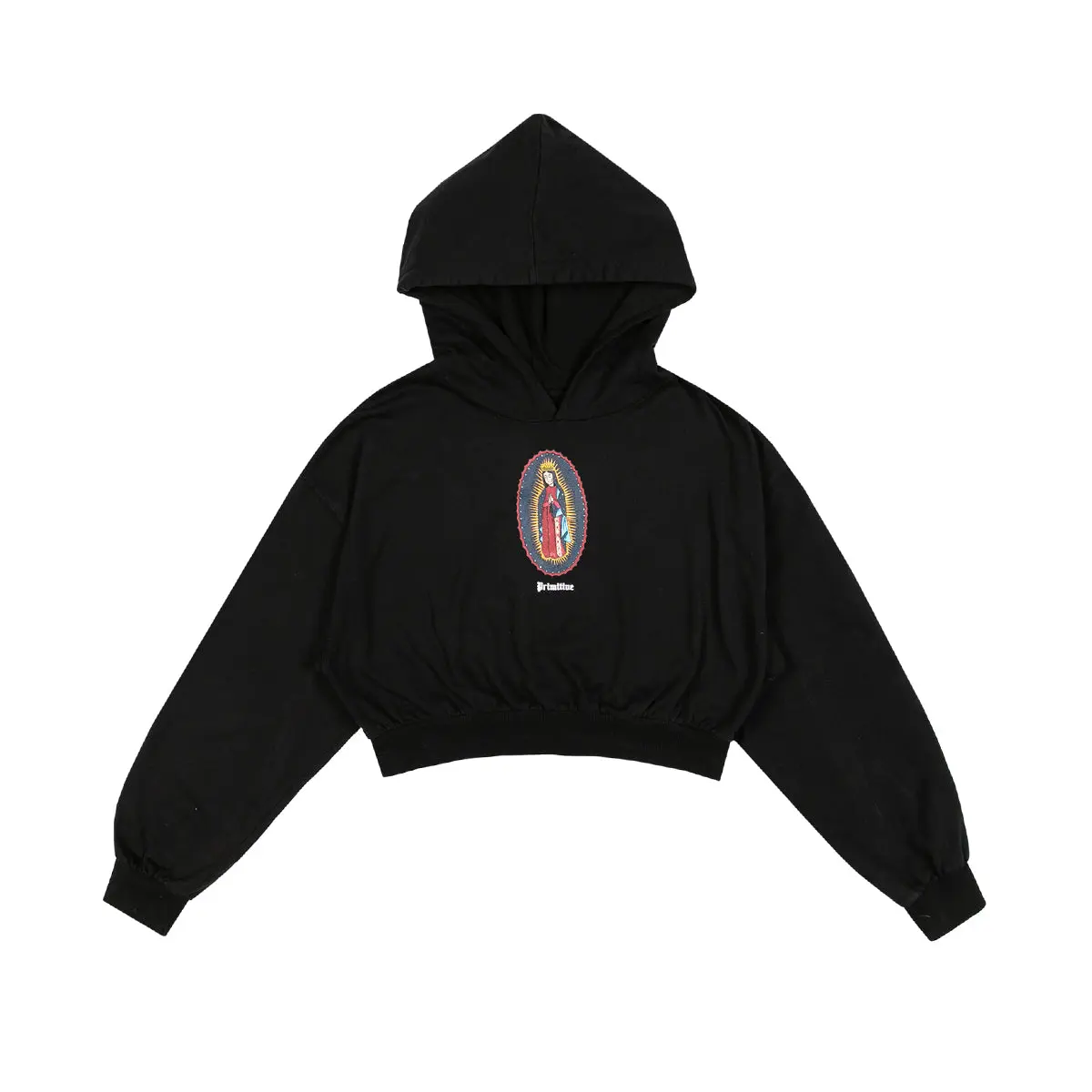 Primitive Apparel Women's Casual Cotton Fabric Long Sleeve Fit Crop Hoodie, Divine, Printed, Tops, Sweatshirts, Longsleeves