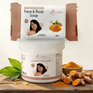 Grimèl Dyòl Nwè turmeric face Set cream Skin Repair Moisturizing Smoother  Exfoliate (1 piece 7oz soap and one 2oz face)