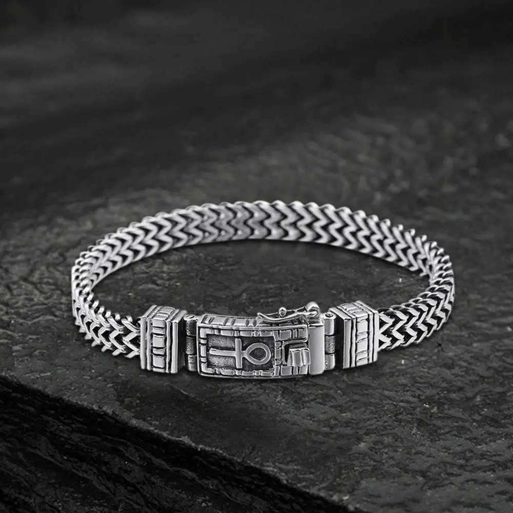GTHIC Ankh Stainless Steel Bracelet, Egyptian Symbol Casual Trendy Jewelry for Men and Women