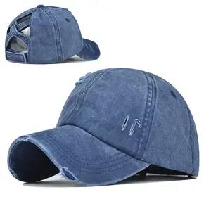 Stylish Women's Criss Cross Baseball Cap for High Ponytails & Messy Buns - Adjustable Trucker Hat for Fashionable Outdoor Activities and Everyday Wear