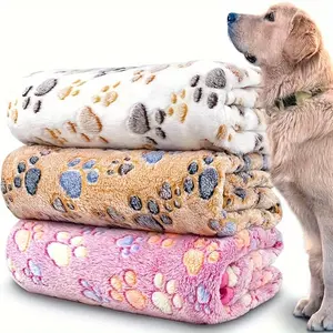 3 Pcs Paw Print Dog Blanket – Soft, Warm & Cozy Pet Blanket for Small To Large Dogs – Machine Washable Winter Bedding with Non-Slip Backing