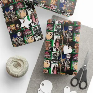 Demon Slayer Inspired Wrapping Paper Anime Gift Wrap Otaku Birthday Present Packaging Roll Japanese Manga Party Supplies Holiday Decorative Sheets Collectible