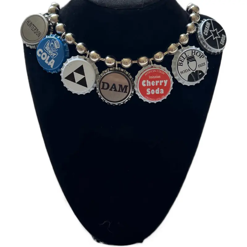 Bottle Cap Necklace Accessory for Any Outfit with Metal Coating Unique Design Statement Jewelry