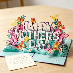 Mothers Day Pop Up Cards,Happy Mothers Day, For Mom, Wife - Handmade Happy Mother’s Day Card,Premium Cardstock Butterflies, Humming,birdsIncludes Envelope And Message Note