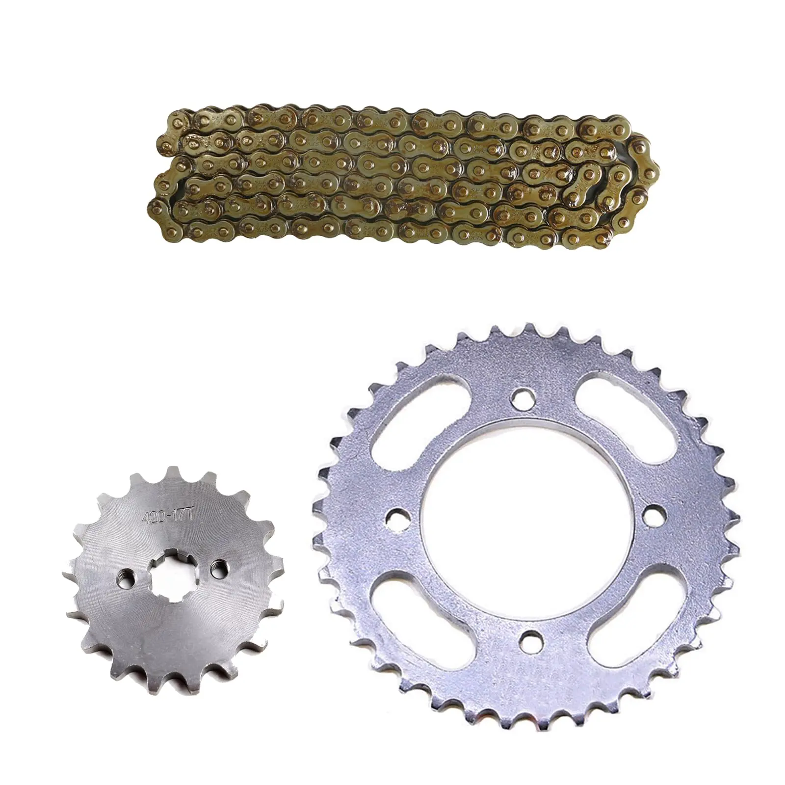 420 Chain Front Rear Sprocket Kit – 106 Link Drive Chain + 37T Rear 76mm + 17T Engine Sprocket for Dirt Pit Bike Trail Pocket Bike ATV Quad Buggy Go Kart Motorcycle Coolster Apollo SSR 110cc 125cc
