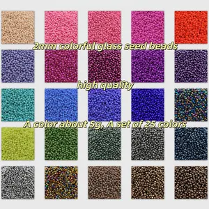 8750pcs Full Set 25 Colors Glossy Glass Seed Beads, 2mm Vibrant Color Round Loose Beads for DIY Jewelry Making, Handmade Accessories