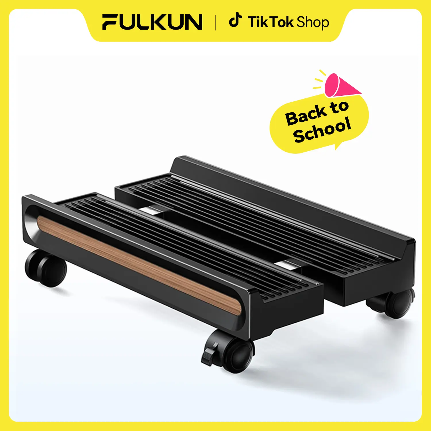 FTULKUN Mobile CPU Stand with Wheels, Adjustable PC Tower Stand with Locking Casters, Ventilated Computer Floor Stand, Heavy Duty 80LB Load Capacity, Desktop Stand, Plastic