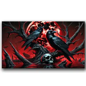 Gothic Crow Landscape Diamond Painting Kit for Adults, DIY 5D Full Drill Design Art Craft, Beginner-Friendly Wall Decor