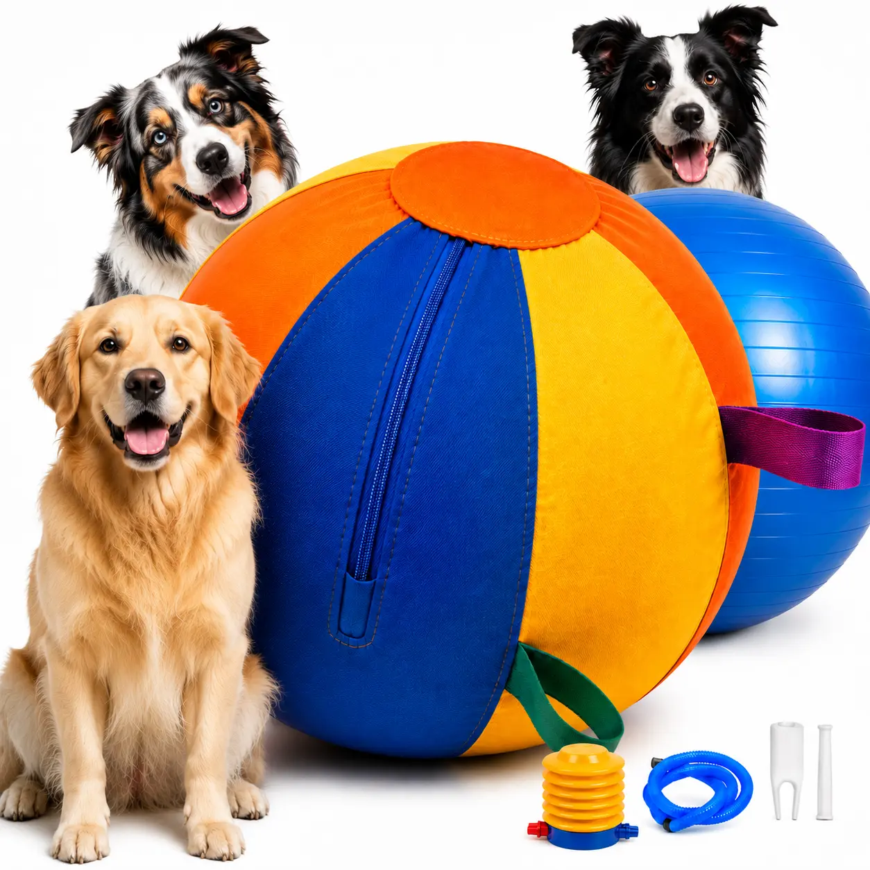 Inflatable Herding Ball for Dogs, Interactive Push & Pull Outdoor Chase , Pet Birthday , Not Suitable for Aggressive Chewers. play toys training puzzle gift