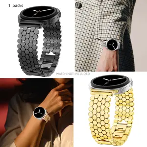 Stainless steel replacement chain metal strap for Samsung Galaxy Watch 8 40mm 44mm/Galaxy Watch 8 classic strap 46mm for men and women, lightweight replacement strap for Samsung Watch 8 strap, beautiful honeycomb adjustable metal designer elegant Samsung