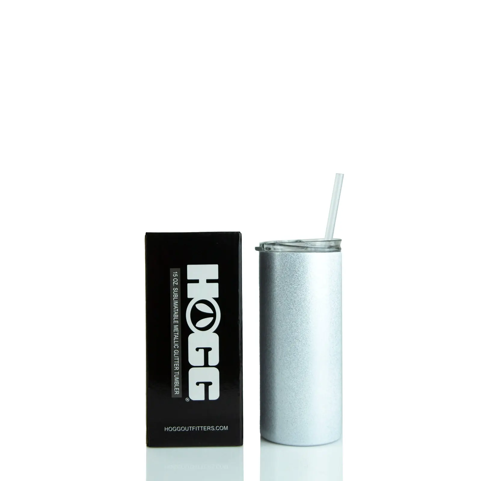 15oz Sublimatable Metallic Glitter Skinny Tumbler - White