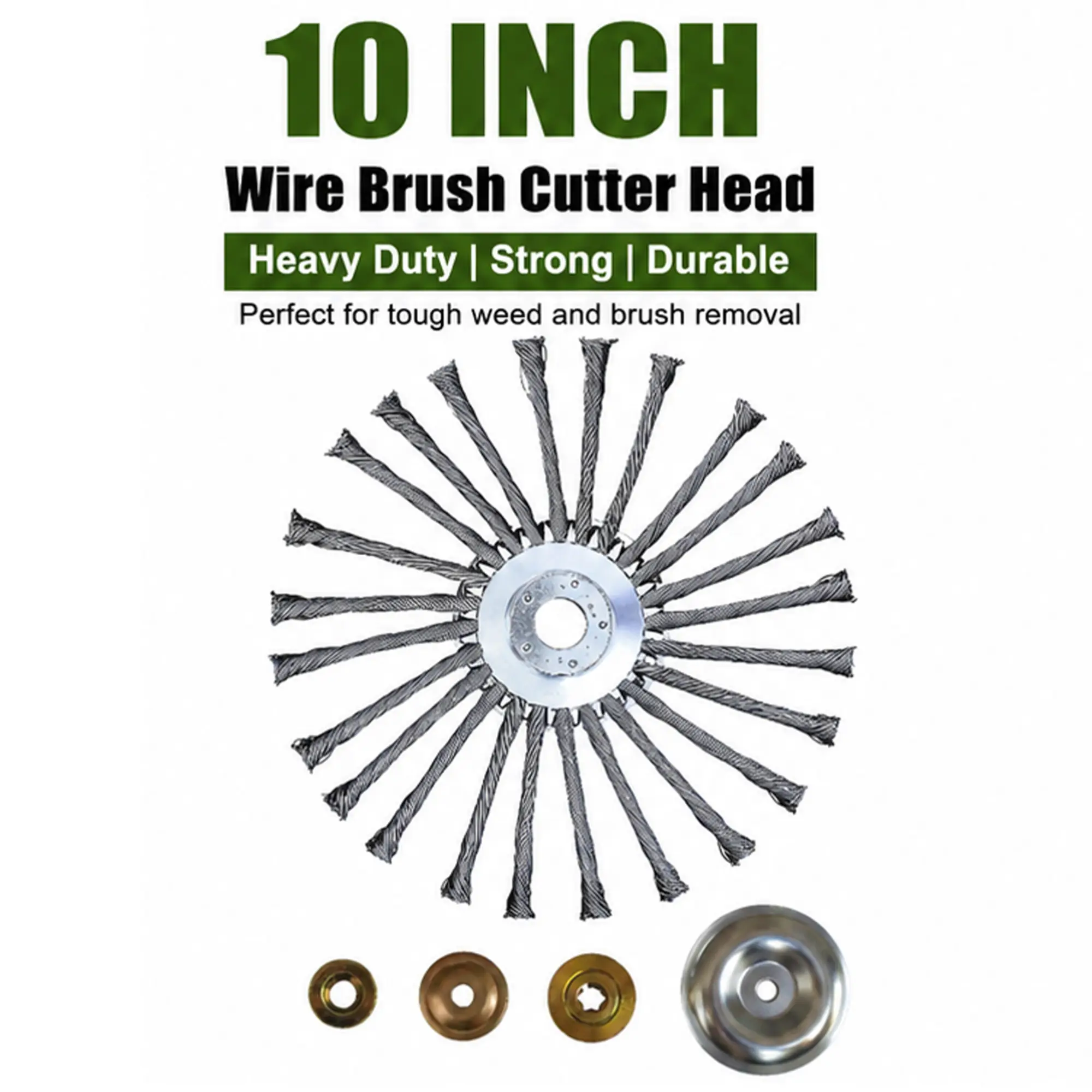 Universal Grass Trimmer Accessory Steel Wire Weed Trimmer Head, 3 Sizes (6"/8"/10"), Heavy Duty Brush Cutter Attachment for String Trimmer, Removes Weeds, Moss & Rust