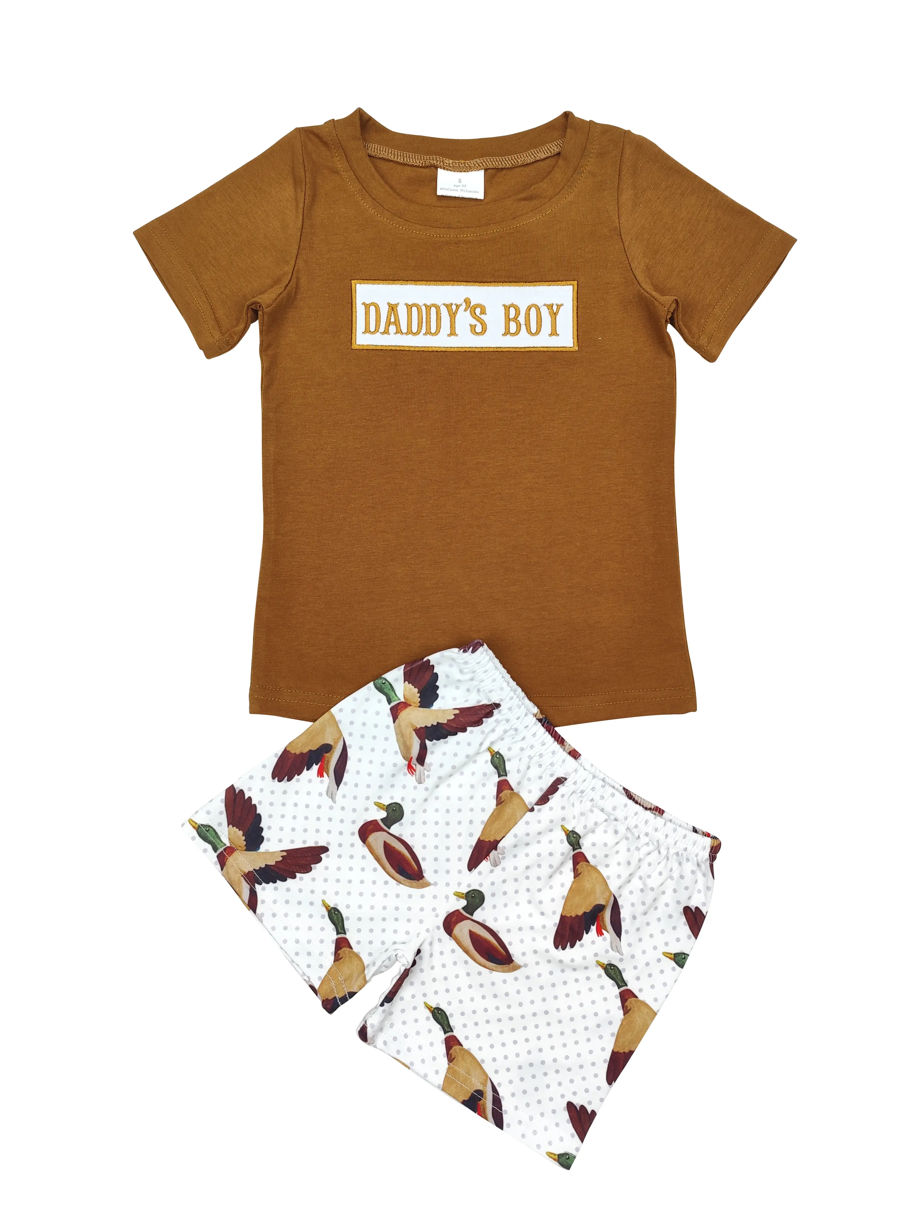 Boys' Duck Embroidery DADDY'S BOY Graphic Print Co Ord Set, Kids' Clothing Set, Graphic Print Set
