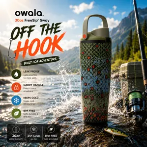 Owala FreeSip Sway 30oz Off The Hook Edition Sport Water Bottle BPA Free Insulated Tumbler for Gym, Fishing & Travel