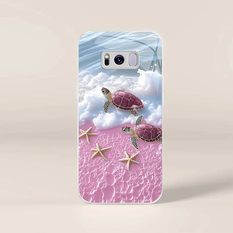Cute tropical summer vacation phone case, clear coastal island ocean bumper for Galaxy S8+ — 975