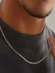 1pc Simplicity Stainless Steel Necklace Men's Simple Thin Neck Chain Jewelry Minimalist Chain Fashion Necklace