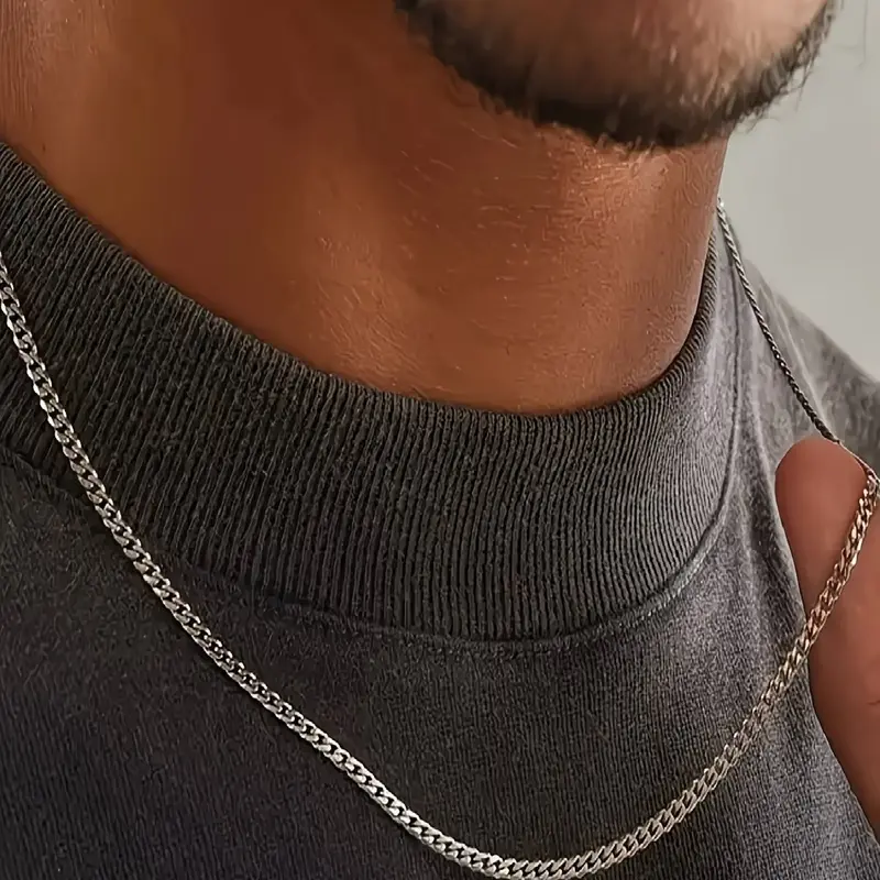 1pc Simplicity Stainless Steel Necklace Men's Simple Thin Neck Chain Jewelry Minimalist Chain Fashion Necklace Men Accessories