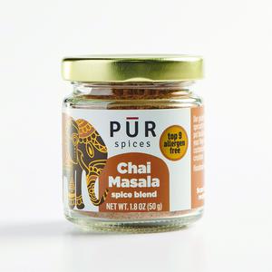 PUR Spices Chai Masala I Perfect for Hot or Iced Chai, Latte I All-Purpose Baking Spices I Indian Blend with Cardamom and Ginger Powder | Sugar free, Dairy free I 1.8oz Jar