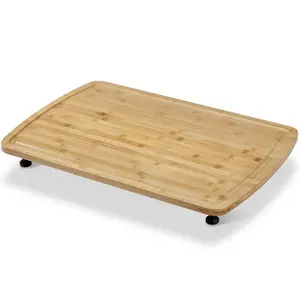Bamboo Cutting Board, Large Multi-Purpose Cutting Board with Groove and Adjustable Legs for Gas, Wooden Stove Top Covers for Electric Stove, Gas Burners, Counter Space