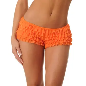 Women Cute Mini Shorts Y2k Sexy Ruffle Shorts Party Shorts Clothes Mesh Shorts with Bow Streetwear