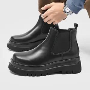 Men’s Casual Chelsea Boots Thick Sole High Top British Vintage Ankle Boots