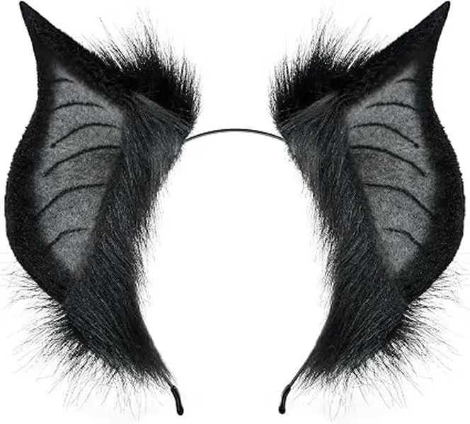 Handmade Bat Beast Ears Headband Accessories for Halloween, Anime Con, Stage Performance