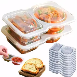 Double Compartment Leakproof Dressing Containers – Stackable Transparent Snack Storage Boxes for Travel, Lunch, and Picnic | Wellynelly