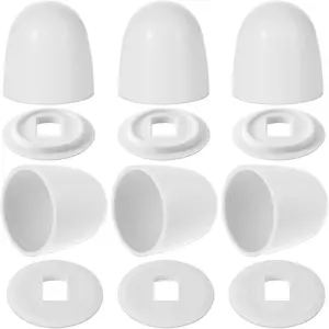 6 Packs Universal Toilet Bolt Caps, Tall Toilet Bolt Caps, White Toilet Bolt Caps Toilet Seat Floor  Caps, Round Plastic Push-On Toilet Bowl Bolt Caps Covers with Washers, 1.44 Inch Height, White