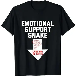 🎉   [Graphic tee] Crude Humor Shirts, Crude Humor Inappropriate Emotional Support Snake Halloween T-Shirt Menswear Casual Cotton Top Basic Fashion Streetwear