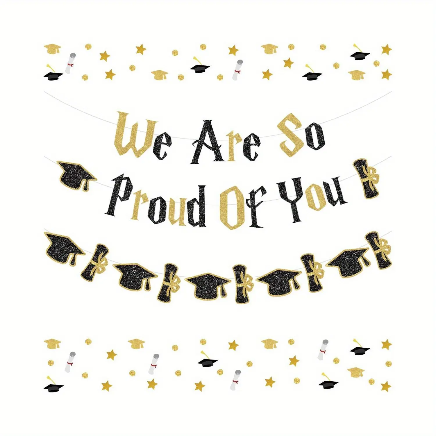 1Set Party Packs 1Set Bannire de remise de diplme 2026 avec inscription We are So Proud of You Noire et dore Pour dcorations de remise de diplme