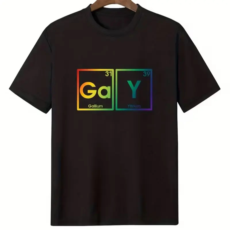 Periodic Table Rainbow Graphic T-Shirt Science Pride Funny Chemistry Print Short Sleeve Unisex Tee