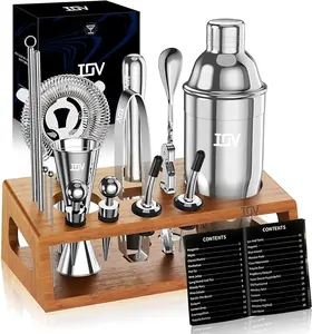 IOV 17-Piece Cocktail Shaker Kit | Premium Bartender Tools Set with 18oz & 28oz Shakers for Mixology at Home Bars, Lounges, and Parties