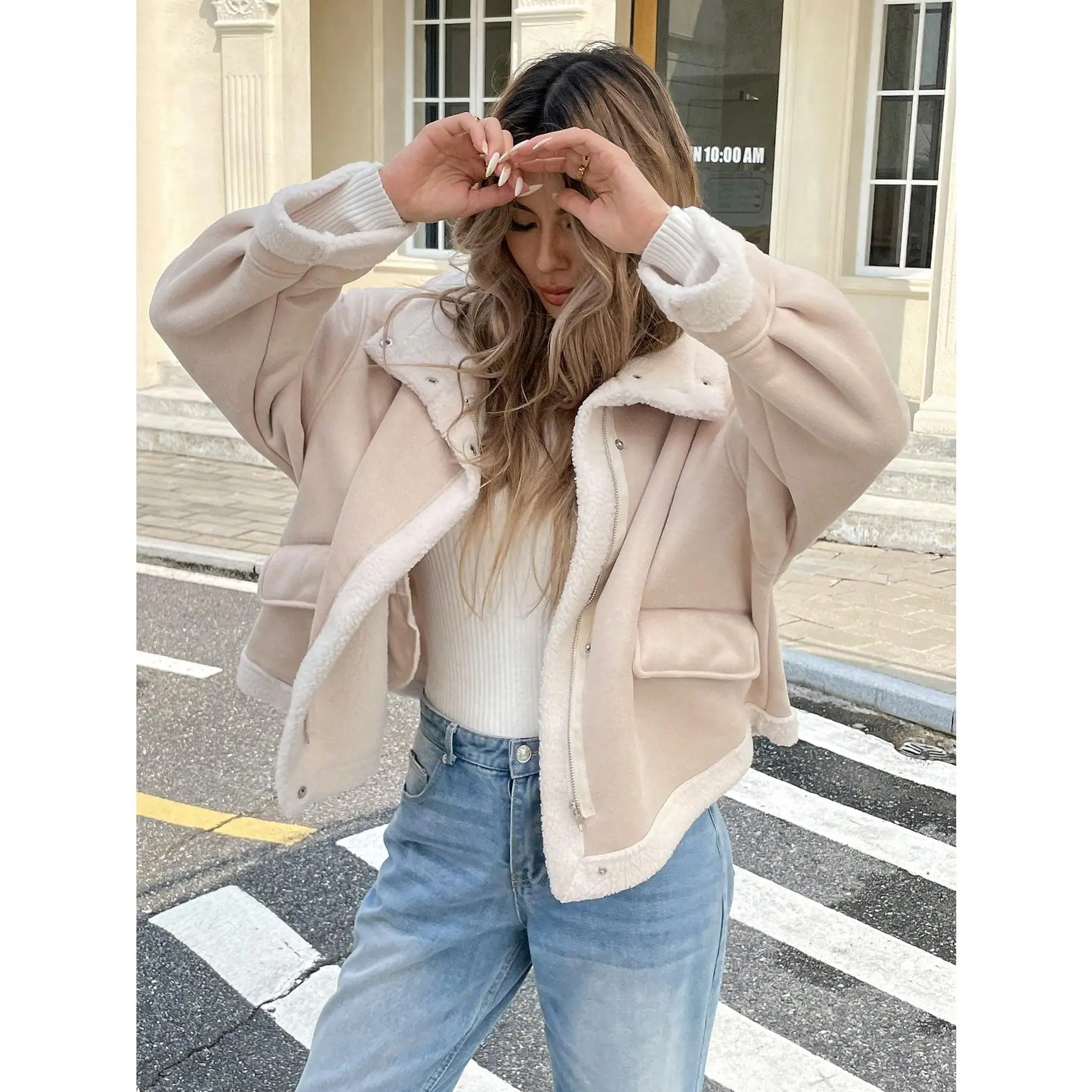 SHEIN Frenchy Winter Women Jacket Women's Loose Fit Zip-Up Collar Thermal Lined Casual Jacket For Fall/Winter Winter Women Coat Jacket