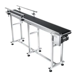 fathersdaygift VEVOR Belt Conveyor, 71x 7.8 inch Conveyor Table, Heavy Duty Stainless Steel Motorized Belt Conveyor for Inkjet Coding Applications Powered PVC Belt Anti-Static Adjustable Speed (Double Guardrail)