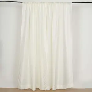2 Pack 5ftx8ft Ivory Polyester Backdrop Drape Curtains With Rod Pockets, Event Divider Panels 130GSM